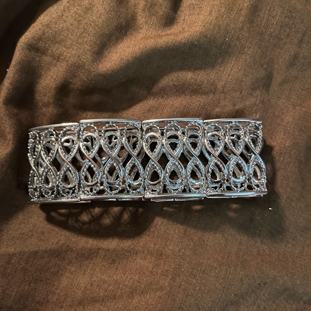 Silver bracelet with rhinestone